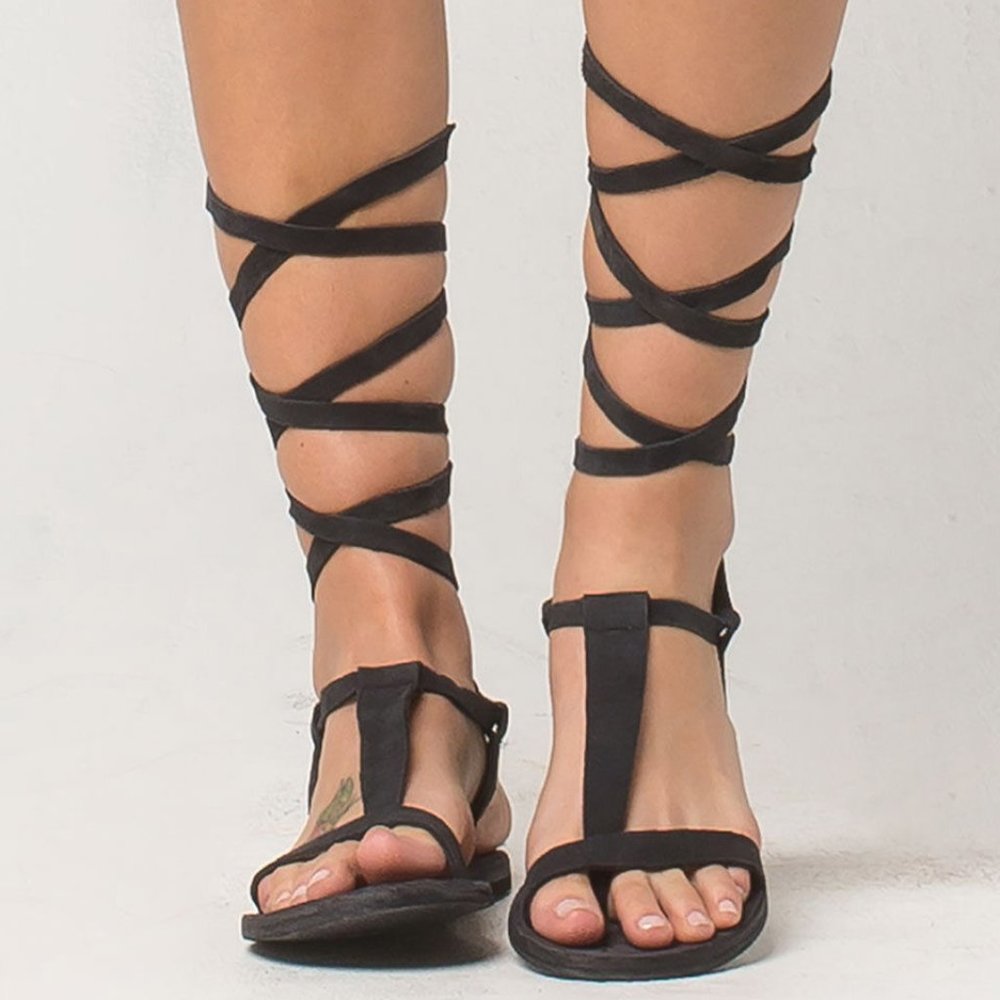 Free People Dahlia Gladiators Washed Black